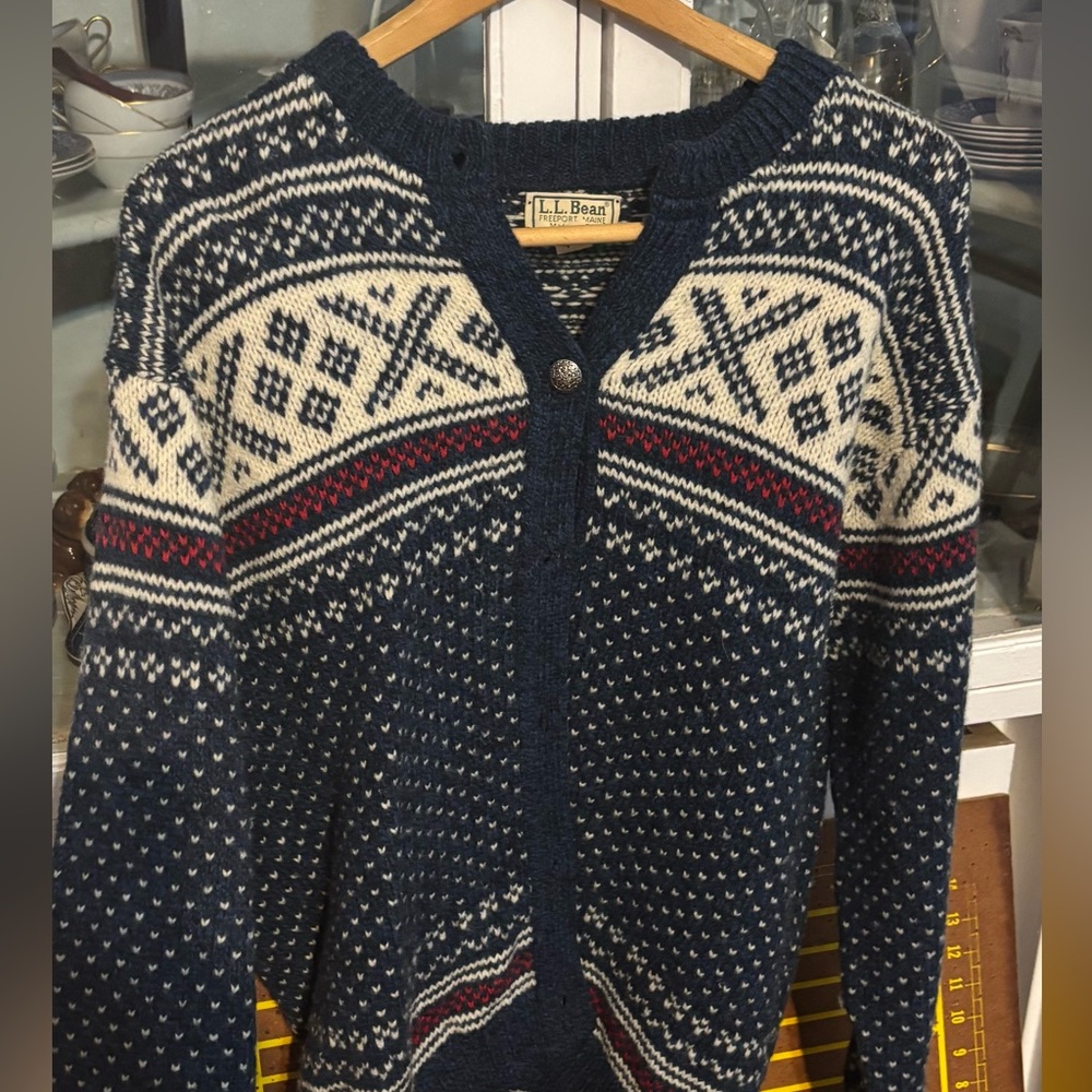 L.L. Bean Navy Fair Isle Sweater WXL